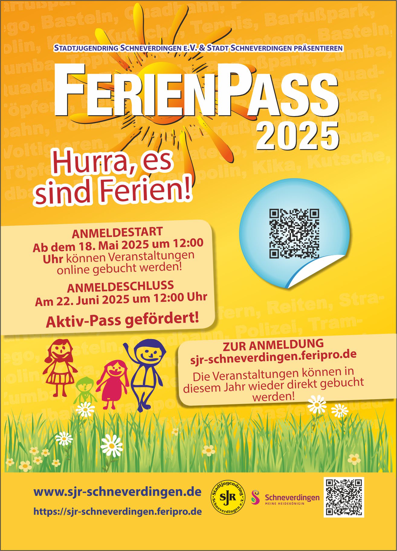 Plakat vom Ferienpass 2025 Plakat vom Ferienpass 2025 mit Informationen zu dem Anmeldezeitraum.